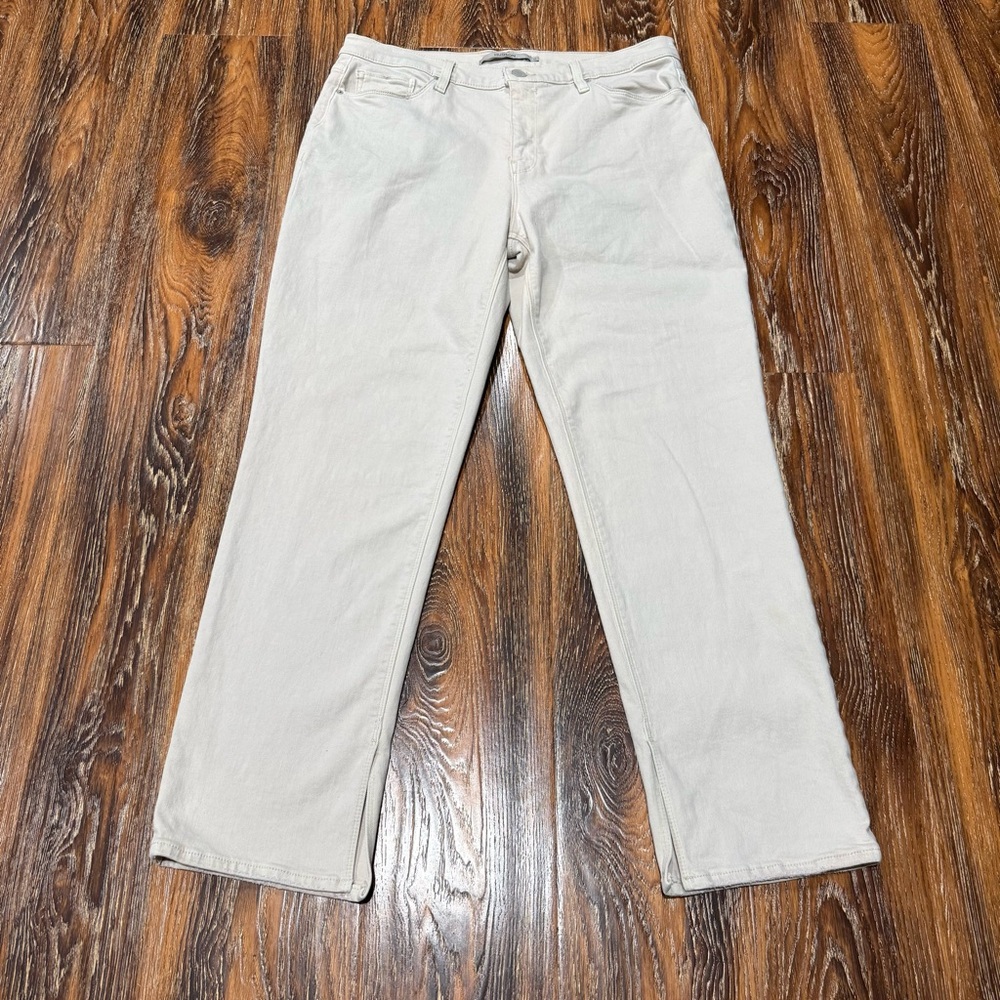 Hudson Size 33 Nico MB2 Jeans‎ Womens Cream Mid Rise Straight Leg Organic Cotton